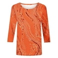 thumbnail image 4 of Uootdi Sleeves Trendy Casual Shirt Abstract Pattern Tee for Daily Wear Office Outfits Multi Color Options Orange Womens Tops, 4 of 9