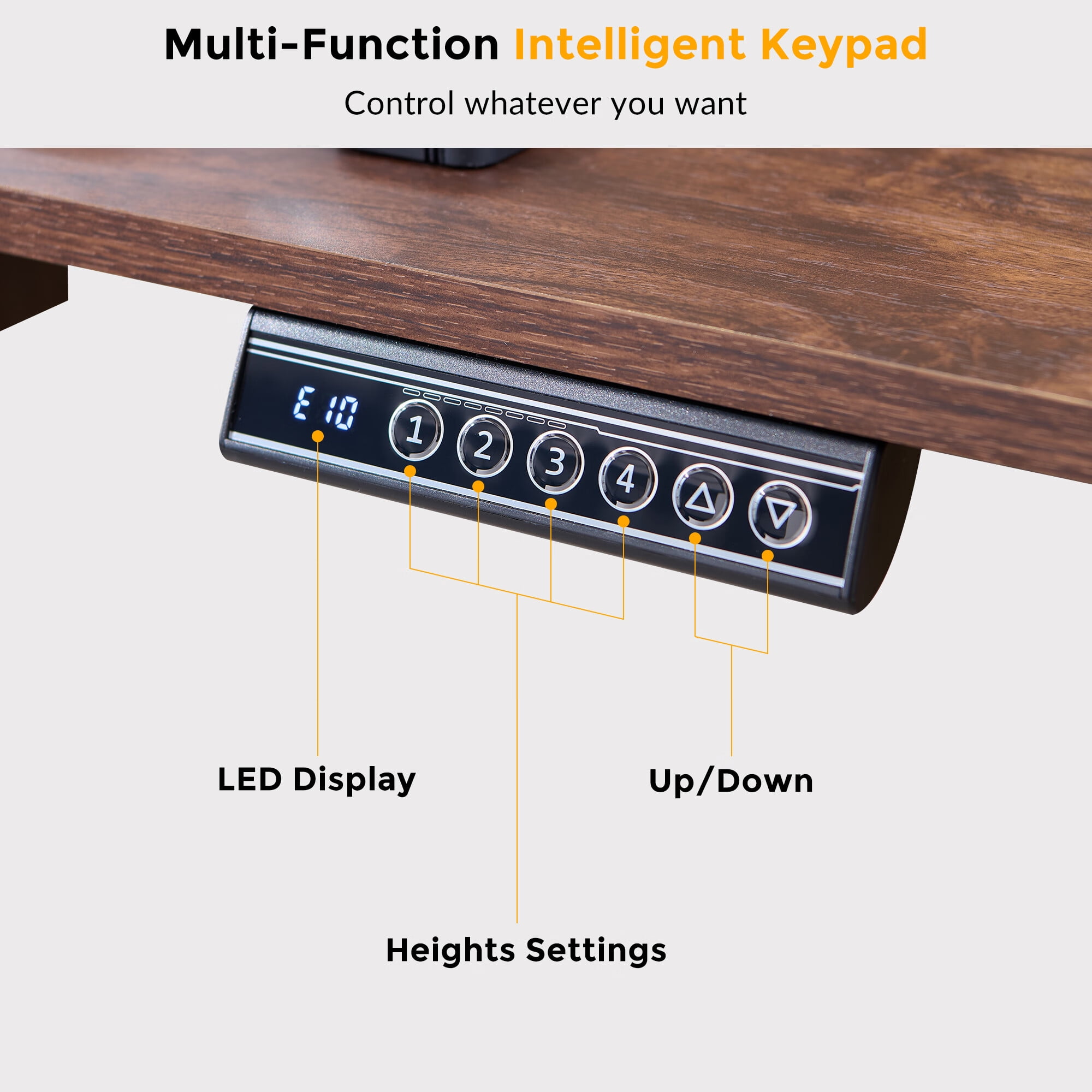 OKD 75" Electric Standing Desk with LED Strip & Power Outlets, L-Shaped Corner Desk with Shelves & Keyboard Tray, Adjustable Height Computer Desk, Dark Walnut