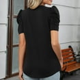 thumbnail image 5 of Otntypg Puff Short Sleeve Shirt for Women Dressy Casual Ruched Pleated Summer Tops Sexy Coutout V Neck Keyhole Tunic Blouses Black XXL, 5 of 8