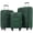 Dark Green + Polyest, variant on ROMAGIO 3 Piece Expandable Softside Luggage Set, Lightweight Spinner Suitcases