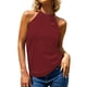 thumbnail image 2 of Playeras,Blusas y Tops,Ropa para Mujer Cultivo sin espalda Tank Top Blusas sin mangas con cuello para mujer (Red, XL), 2 of 7