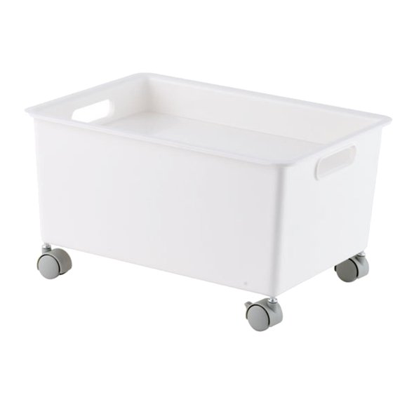 Ouitble Panier De Rangement à roulettes, Boîte De Rangement Portable Et Robuste en PP De Grande Capacité avec roulettes pour Livres, Vêtements Et Chaussures(Blanc)