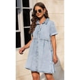 thumbnail image 5 of DOPI Denim Dress for Women with Pockets Short Sleeve Babydoll Denim Shirt Dresses for Women 2023, 5 of 6