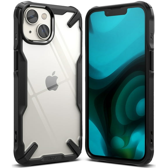 Ringke Fusion-X [Anti-Scratch Dual Coating] Compatible with iPhone 14 Plus Case 6.7 Inches, Augmented Bumper Clear Hard Back Heavy Duty Shockproof Advanced Protective Cover - Black