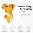 thumbnail image 4 of Xecao Autumn Maple Leaves Pattern Women's Crew Neck Body Suit, Short-Sleeved Bodysuit and Basic Swimsuit,Both Comfort and Style for Dating and Daily life -Medium, 4 of 7