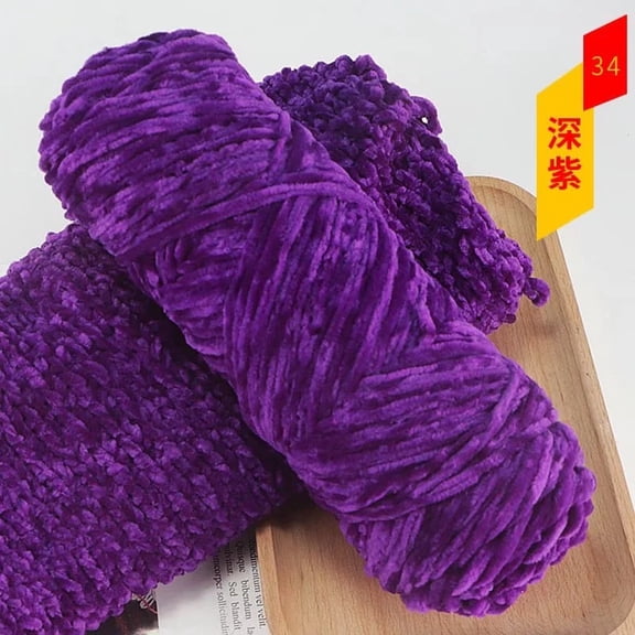 Mictong plush yarn, 100g precision woven yarn, suitable for crochet and hand weaving, high-quality polyester knitted yarn, suitable for DIY crafts, scarves, hats, 1 piece, Deep purple