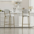 thumbnail image 4 of TesNus Counter Height Bar Stools 41.34"H Creamy White Velvet Round Seat Gold Metal Frame Set Of 2 For Dining Room, 4 of 9