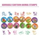 thumbnail image 5 of Juego de 12 mini sellos de animales de dibujos animados para niños, sellos autoentintables para manualidades, premios para el aula y recuerdos de fiesta, fáciles de sostener y lavables., 5 of 8