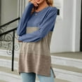 thumbnail image 2 of safuny Womens Top Pullover Solid Color Plus Size Blouses Shirts Irregular Hem T-shirt Comfy Casual Dressy Loose Long Sleeve Round Neck Coffee, 2 of 4