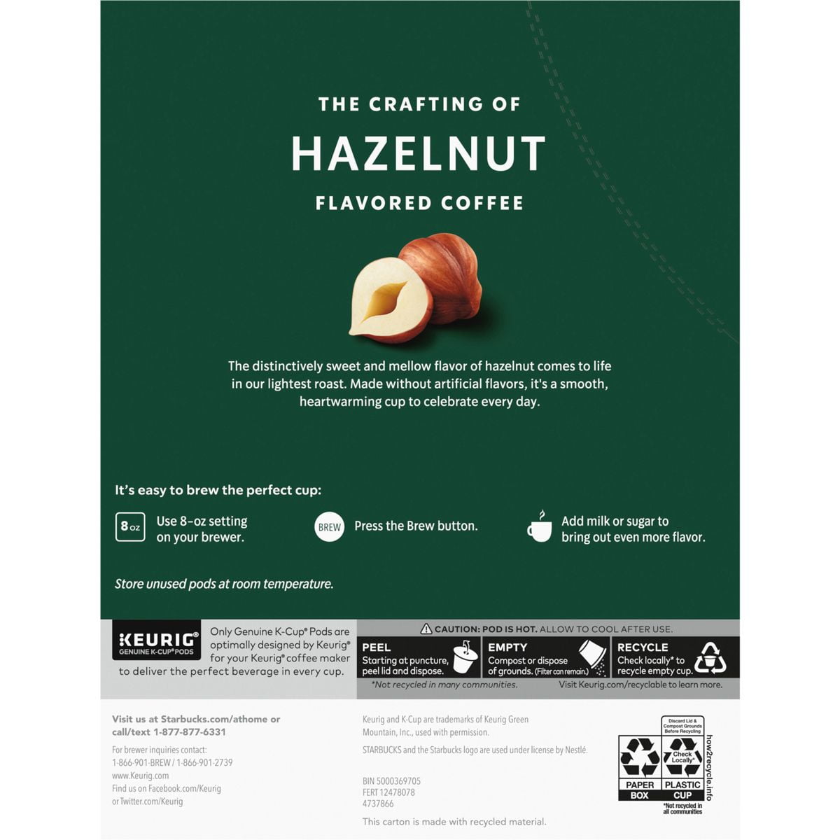 Starbucks Hazelnut Light Roast Coffee Keurig K-Cup - 22ct - Pack of 2