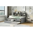 thumbnail image 4 of Euroco Wood Twin Size Daybed with Shelf,Wood Captin Platform Bed with Drawers and Trundle,Light Gray, 4 of 14