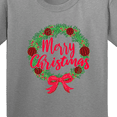 thumbnail image 4 of Inktastic Merry Christmas Wreath with Red Bow and Ornaments Youth T-Shirt, 4 of 5