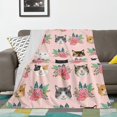 thumbnail image 6 of Cat Blanket for Girls Pink Flowers Cat Throw Blanket Cute Animal Cats Stuff Plush Blanket Fleece Fuzzy Pet Pattern Gifts for Kids Adults Super Soft Warm Cozy Flannel for Couch Bed Sofa 50"x40", 6 of 6