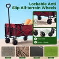 thumbnail image 4 of Gianna Collapsible Folding Wagon, Heavy Large Capacity Garden Wagon, Big Bucket Beach Cart with Multi-Terrain Brake Wheels for Outdoor Camping, Shopping, 28.7" X 18.7" X 35.4"，Red, 4 of 6