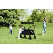 Delta Children Hercules Stroller Wagon for 2 Kids Versatile Stroller Wagon with Canopy, Push/Pull Handles, Cup Holders and Storage Pockets Compact Fold is Great for Travel, Black