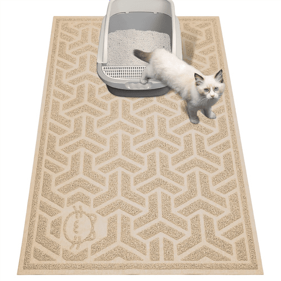 Cat Litter Mat, Litter Trapping Mat Soft on Kitty Paws,Large Litter Box Mat 35 X 24inch Scatter Control for Cat Litter A