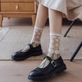 thumbnail image 3 of Womens Cute Flower Sheer Socks Kawaii Floral Lace Mesh Silk Crew Socks for Women 5 Pairs Fun Aesthetic Tulle Socks, 3 of 7