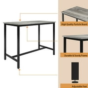 5 Pieces Bar Table Set, Industrial Style Dining Table Set with 4 PU Upholstered Stools, Counter Height Dining Table and Chairs Set, Metal Frame and Wood Top Table Kitchen Furniture Set for Dining Room