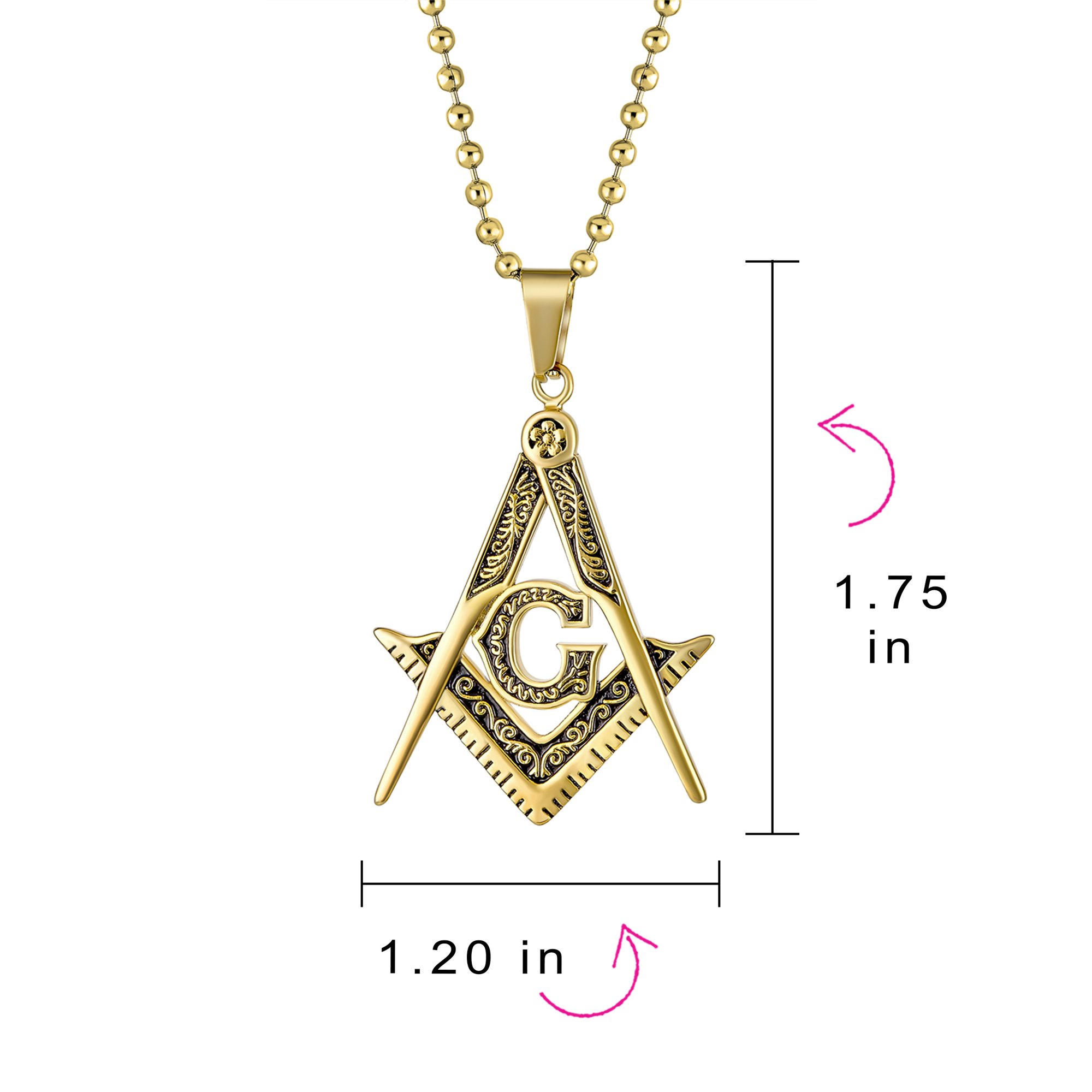 AXOMY 925 Sterling Silver Masonic Necklace - Freemason Pendant Gift For Men