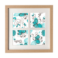 thumbnail image 1 of Modern Art Aquamarine Flowers s Frame Wall Tabletop Display 4 Openings Picture, 1 of 3