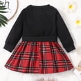 thumbnail image 3 of Popshion Toddler Long Sleeve Cat Embroidered Fake Two-Piece Plaid Dress Fall Winter Dress 18 Month-6T, 3 of 6