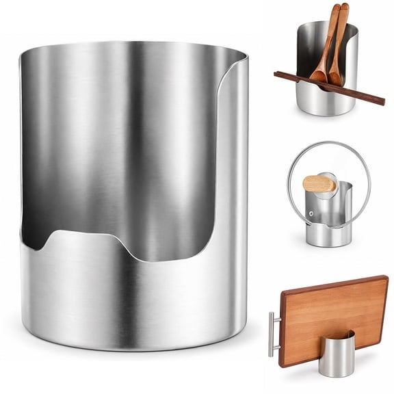 Multi-Functional Kitchen Utensil Holder, Thickened Stainless Steel Countertop Organizer for Spoons Spatulas Pot Lids Cutting Boards, Space-Saving Heavy Duty Tool Caddy