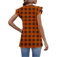 thumbnail image 4 of Craaazy Womens Casual V-Neck Ruffle Sleeve Top with Polka Dot Ombre Plaid Prints for Brunch and Vacation Outfits Gifts, 4 of 9