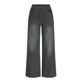 thumbnail image 4 of ClodeEU Women's High Rise Wide Leg Jeggings Stretch Pull On Jeans Pants, Soft Baggy Denim with Pockets Black,Womens Plus M, 4 of 8
