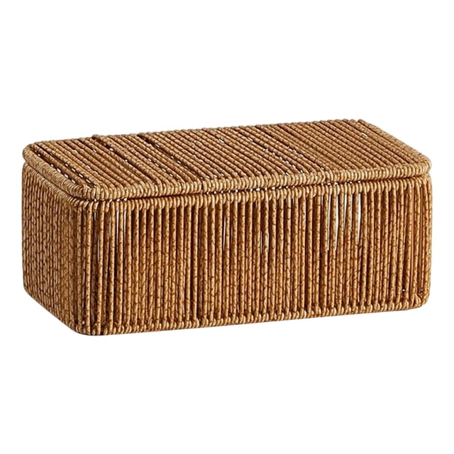 Cesta de almacenamiento para artículos diversos, cesta tejida de imitación de ratán, multiusos, rústica, portátil, organizador de artículos diversos 25 cm x 125 cm x 10 cm