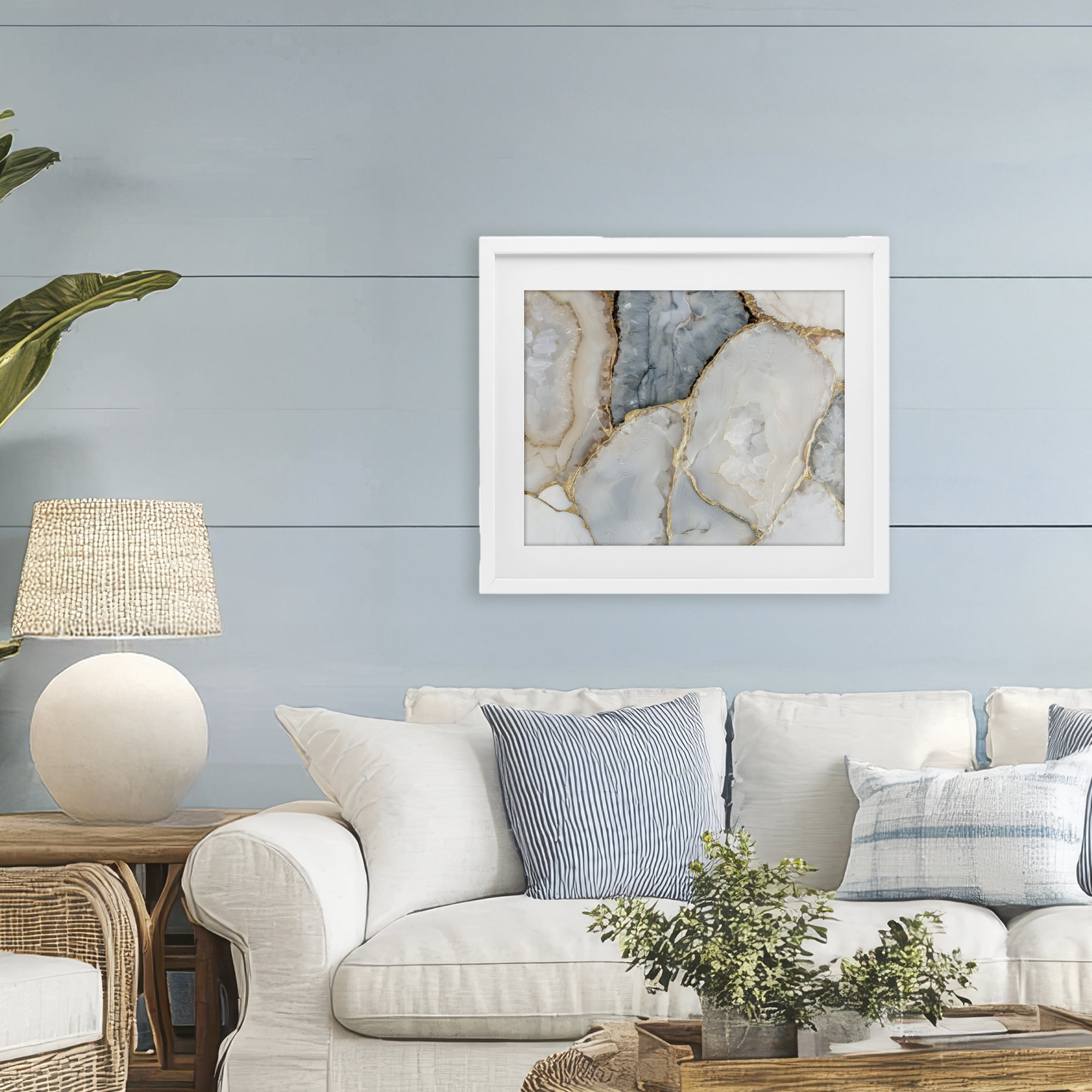 Stupell Industries Golden Vein Quartz White Framed Print Under Glass, design by Svetlana Aleynikova