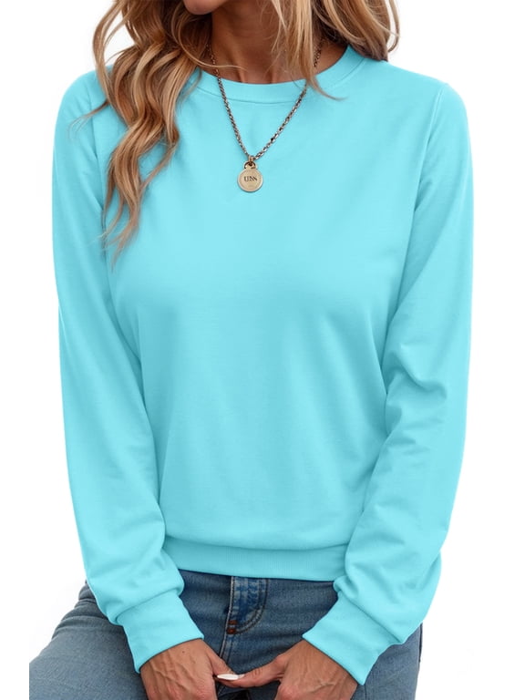 Fall Sweatshirts for Women Crewneck Long Sleeve Shirts Casual Tunic Tops Lightweight Pullover Sweatshirts