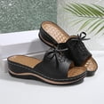thumbnail image 5 of Cute Sandals for Women, Barefoot Sandals Women, Slip-On Wedge Sandals With Arch Support - Lightweight Comfortable Open Toe Slippers Soft Insole & Anti-Slip Sole Boho Slingback Sandals, Black 8, 5 of 7
