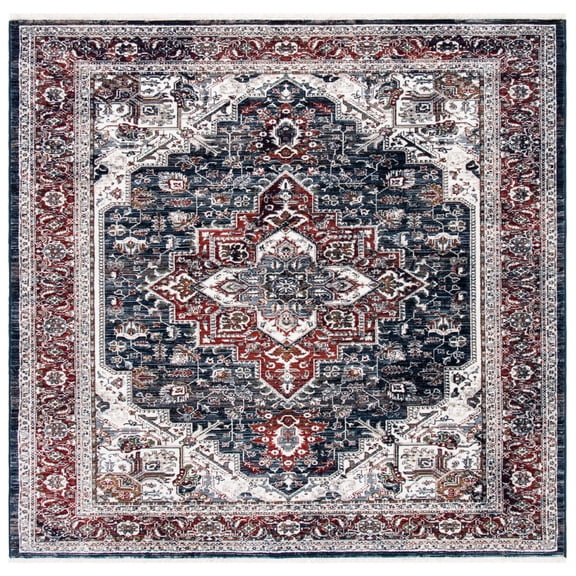 SAFAVIEH Herat Herleva Oriental Area Rug, Navy/Red, 6'7" x 6'7" Square