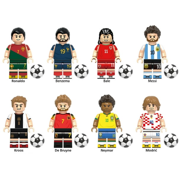 Colección de 8 Minifiguras de Estrellas del Fútbol del Cine – Set Dinámico de Figuras de Bloques de Construcción de Jugadores, Perfecto para Entusiastas del Deporte y Coleccionistas
