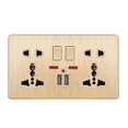 thumbnail image 1 of Multifunción Reino Unido 13a enchufe de pared pulsador 2.1a doble puertos de carga USB tres agujeros hogar de dos agujeros, 1 of 5
