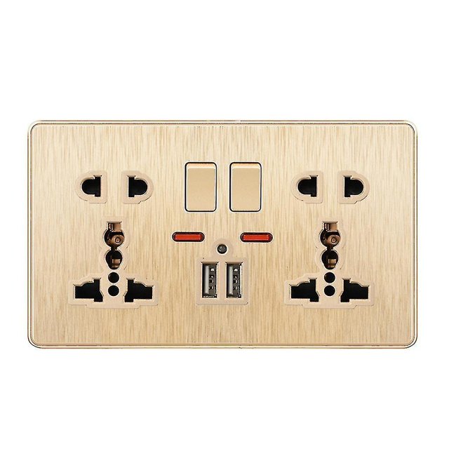 Multifunción Reino Unido 13a enchufe de pared pulsador 2.1a doble puertos de carga USB tres agujeros hogar de dos agujeros