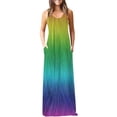 thumbnail image 1 of SMihono Robe Maxi Bohème d'Été pour Femmes Grande Taille Décontractée Teinture sur Nœuds Dégradé Col Rond Poches Sans Manches Longue Robe de Plage, 1 of 4