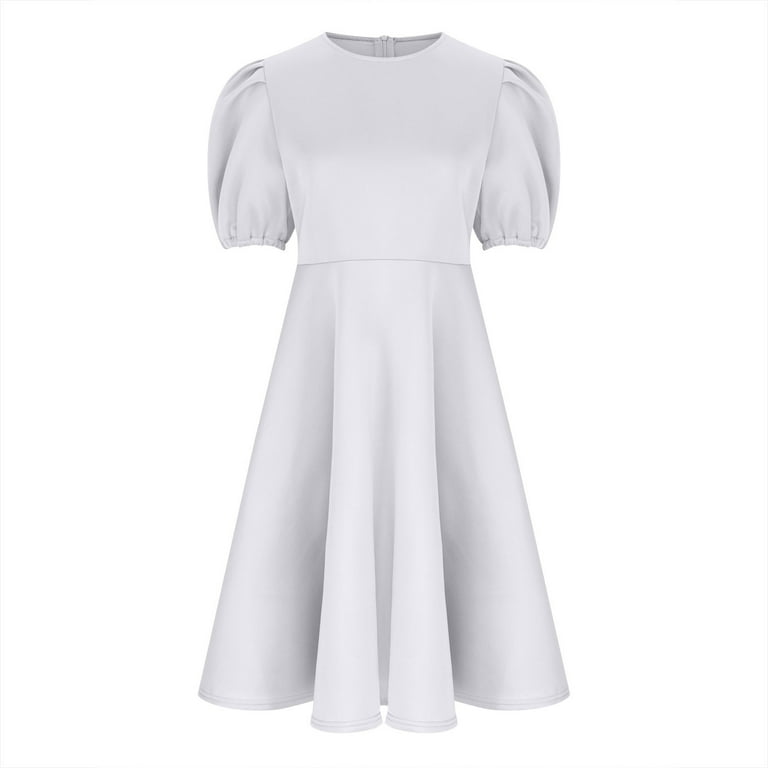 green emerald velvet dress Puff Sleeve Embroidered Tiered Dress in White – Reistor main image 1