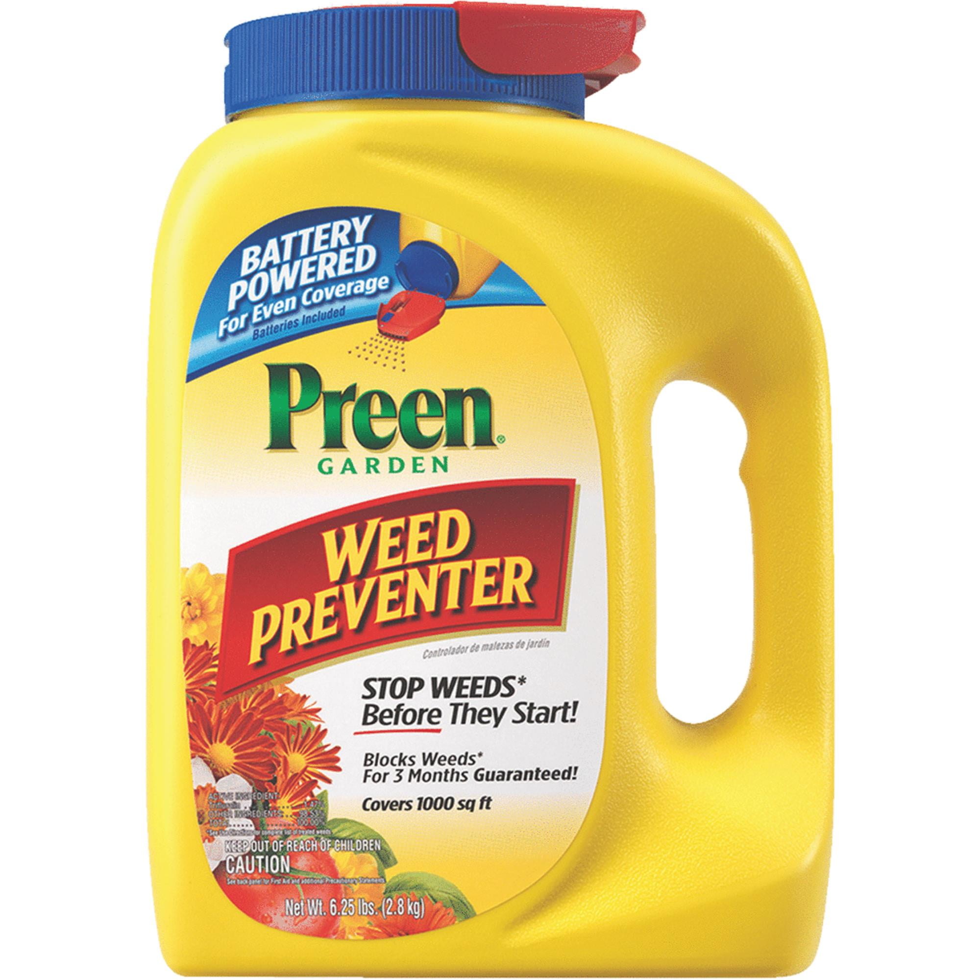 Preen Garden Grass & Weed Preventer With Battery Powered Spreader ...