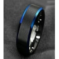 thumbnail image 3 of 6mm Black Tungsten Carbide Ring for Men Blue Beveled Edges Wedding Band Size 7-12, 3 of 5