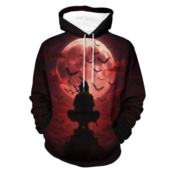 LAOLIUSN Men’s All-Over Print Ninja Hoodie – 3D Moon Warrior Graphic Pullover Sweatshirt, Stretch Fabric S–4XL