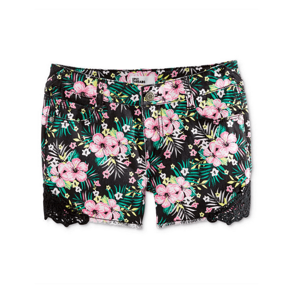Epic Threads By Macy's Girls' Crochet Trim Shorts, Deep Black, Size 12