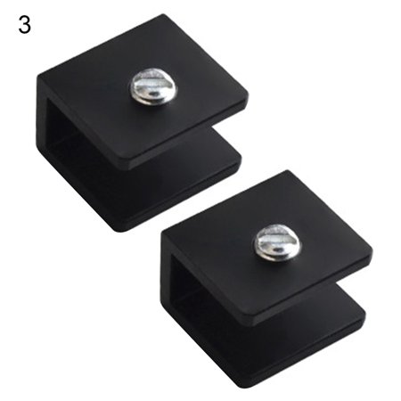 

Feiruifan Easy-installing Non-fading Durable 2Pcs/Set Black Glass Clips Flat Strong Bearing Capacity Stainless Steel Portable High Hardness Anti-dropping Square Glass Clamps for Wall Mounts