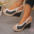 thumbnail image 4 of Slingback Wedges Heels for Women Peep Toe Platform Sandals Color Block Casual HIgh Heels Ladies Outdoor Summer Dress Shoes Black Size 6.5, 4 of 7