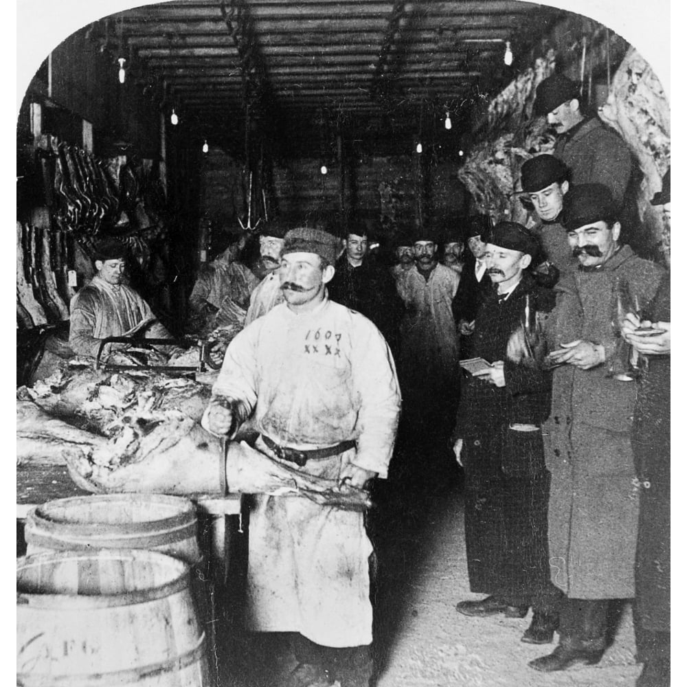 Chicago Meatpacking Ninside The Beef Department With Factory Workers