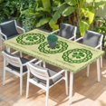 thumbnail image 2 of St. Patrick's Day Table Cloths for 5 Foot Rectangle Tables, Farmhouse Green Lucky Clovers Border Patio Waterproof Elastic Fitted Tablecloths, Washable Rectangular Table Cover for Camping, 2 of 8