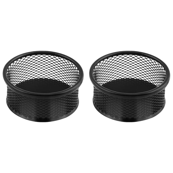 Torch 2Pcs Paper Clip Holder, 3.5x1.4 inch Multi-Purpose Round Metal Mesh Paperclip Holders for Desk, Offices, Homes Organizer, Black