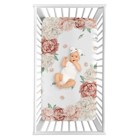 UPC: 0846480098423 | Peony Floral Garden Pink and Ivory Photo Op Fitted Crib Sheet Girl by Sweet Jojo Designs
