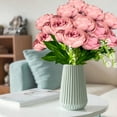 thumbnail image 4 of 12.99in Realistic Plastic Rose Bouquet with Delicate Leaves & Buds - Multi-Functional Home Office Decor, Durable Eco-Friendly Artificial Plant for Table Centerpiece, Wedding, Party Decoration, 4 of 6