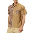 thumbnail image 4 of MODA NOVA Big & Tall Men's Summer Hawaiian Stripe Patchwork Button Down Shirt Khaki LT, 4 of 6